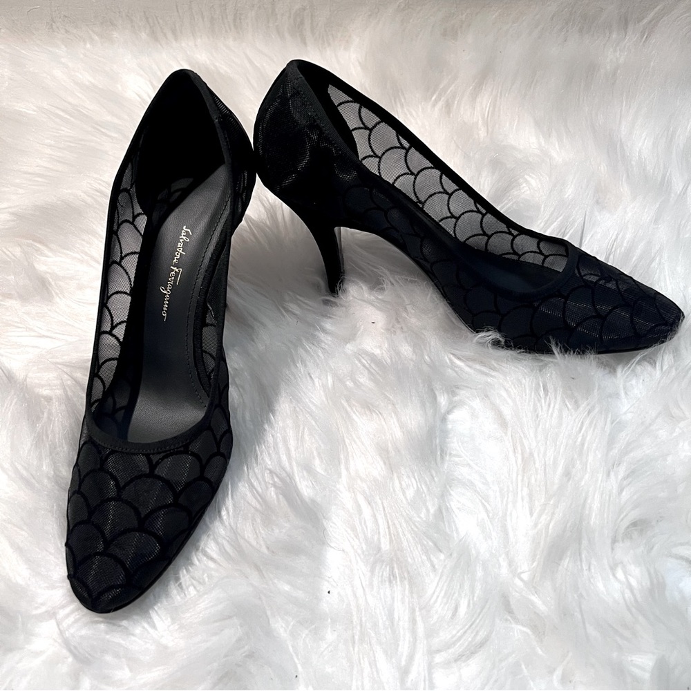 Salvatore Ferragamo Elegant High Heels with Sheer Mesh Upper